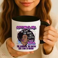 Black Melanin Queen September Afro Birthday Virgo Libra Gift Coffee Mug thumb 3