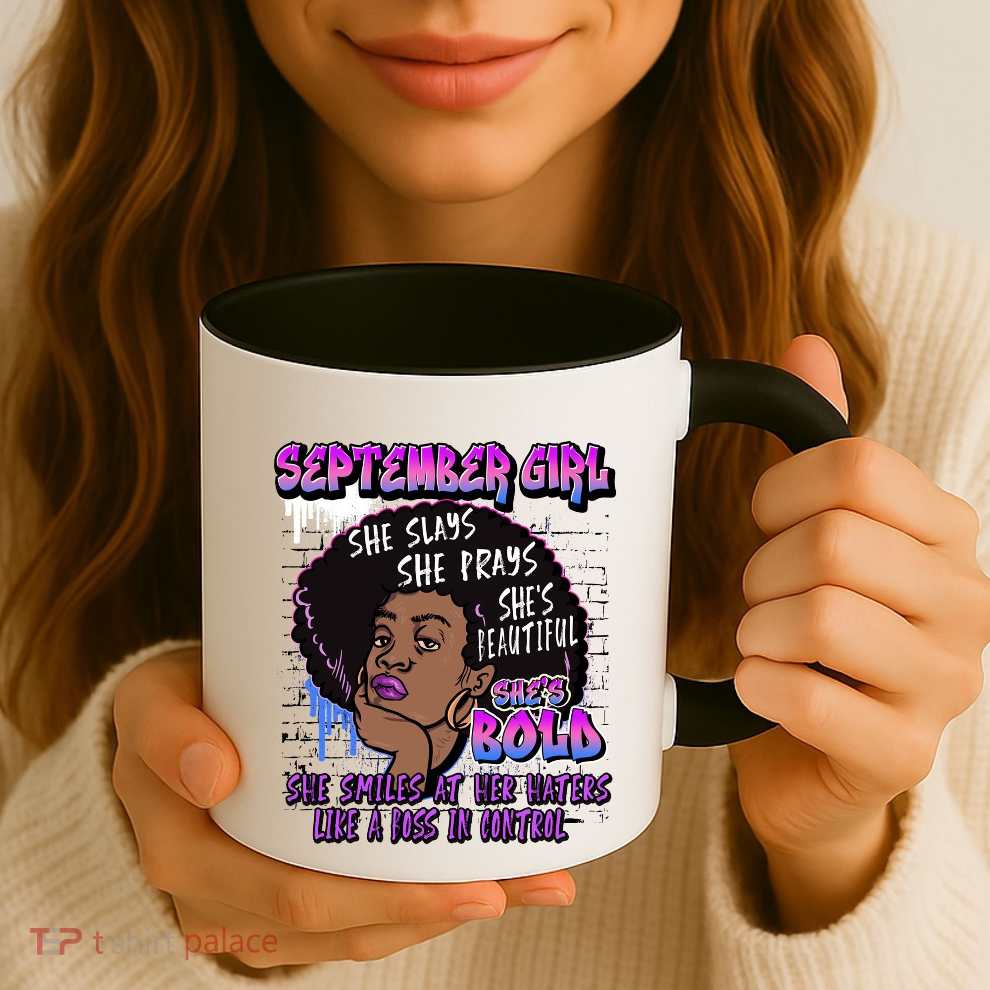 Black Melanin Queen September Afro Birthday Virgo Libra Gift Coffee Mug