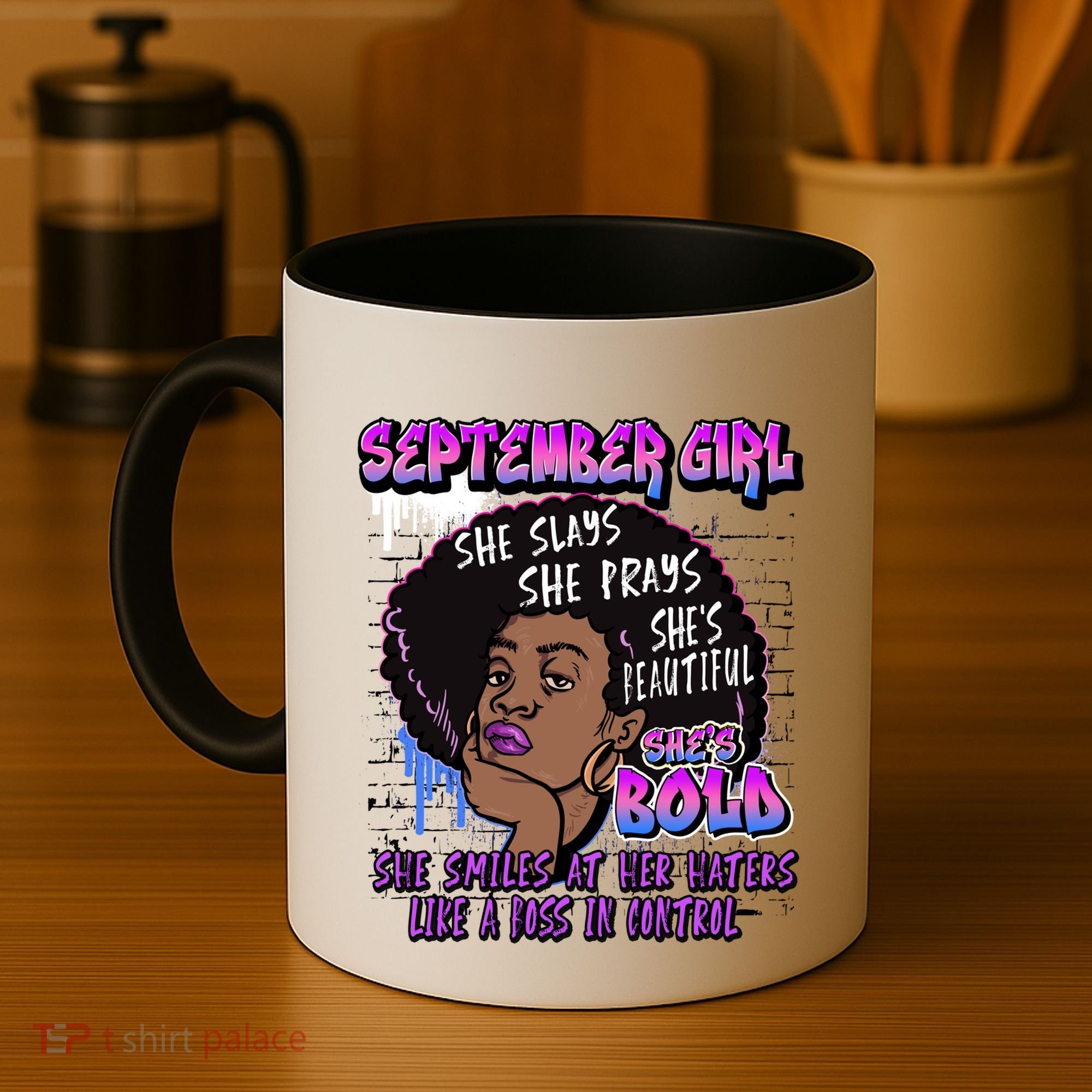 Black Melanin Queen September Afro Birthday Virgo Libra Gift Coffee Mug