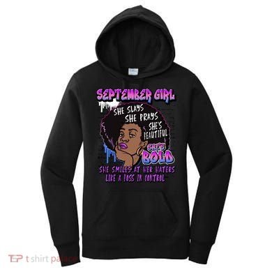 Black Melanin Queen September Afro Birthday Virgo Libra Gift Women's Hoodie