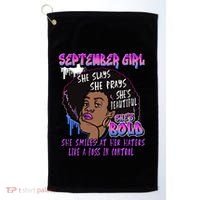 Black Melanin Queen September Afro Birthday Virgo Libra Gift Golf Towel thumb 0