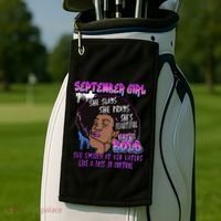 Black Melanin Queen September Afro Birthday Virgo Libra Gift Golf Towel thumb 2