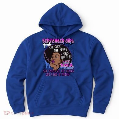Black Melanin Queen September Afro Birthday Virgo Libra Gift Hoodie