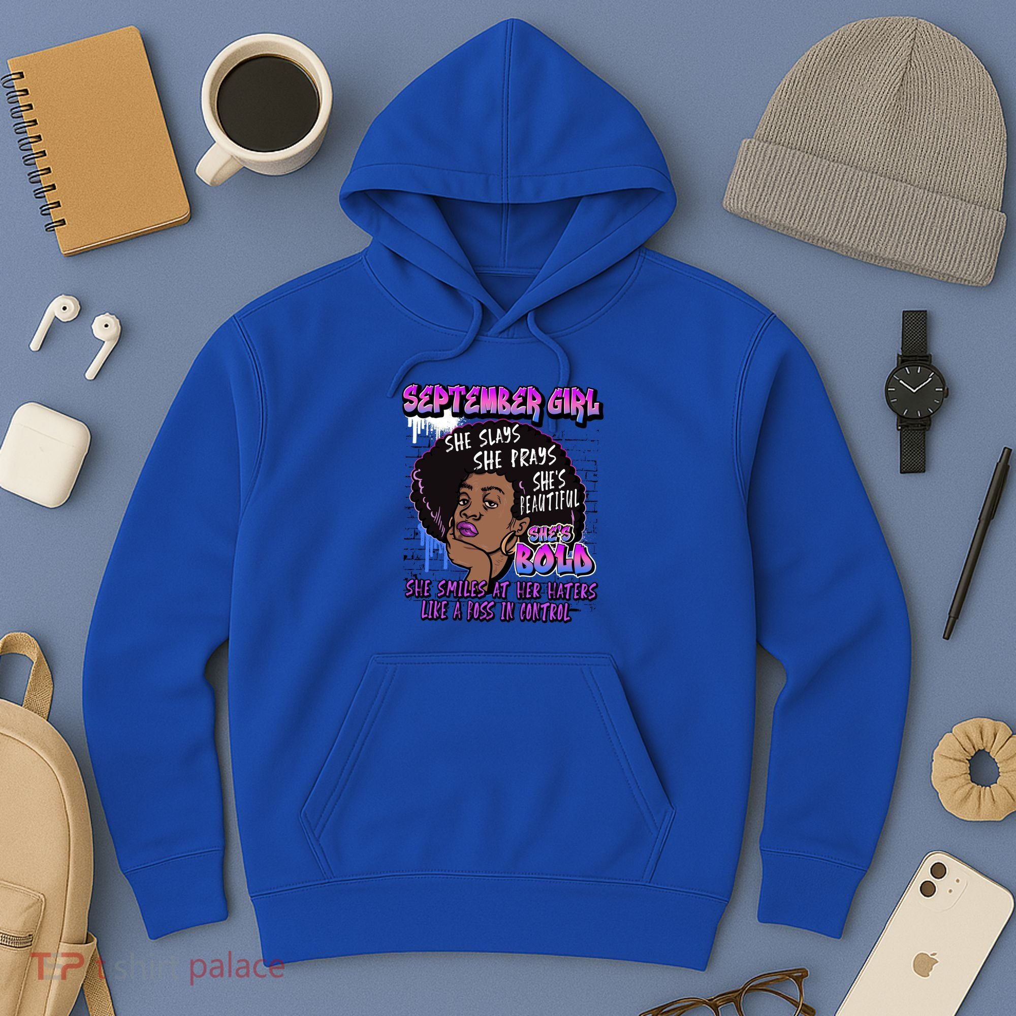 Black Melanin Queen September Afro Birthday Virgo Libra Gift Hoodie