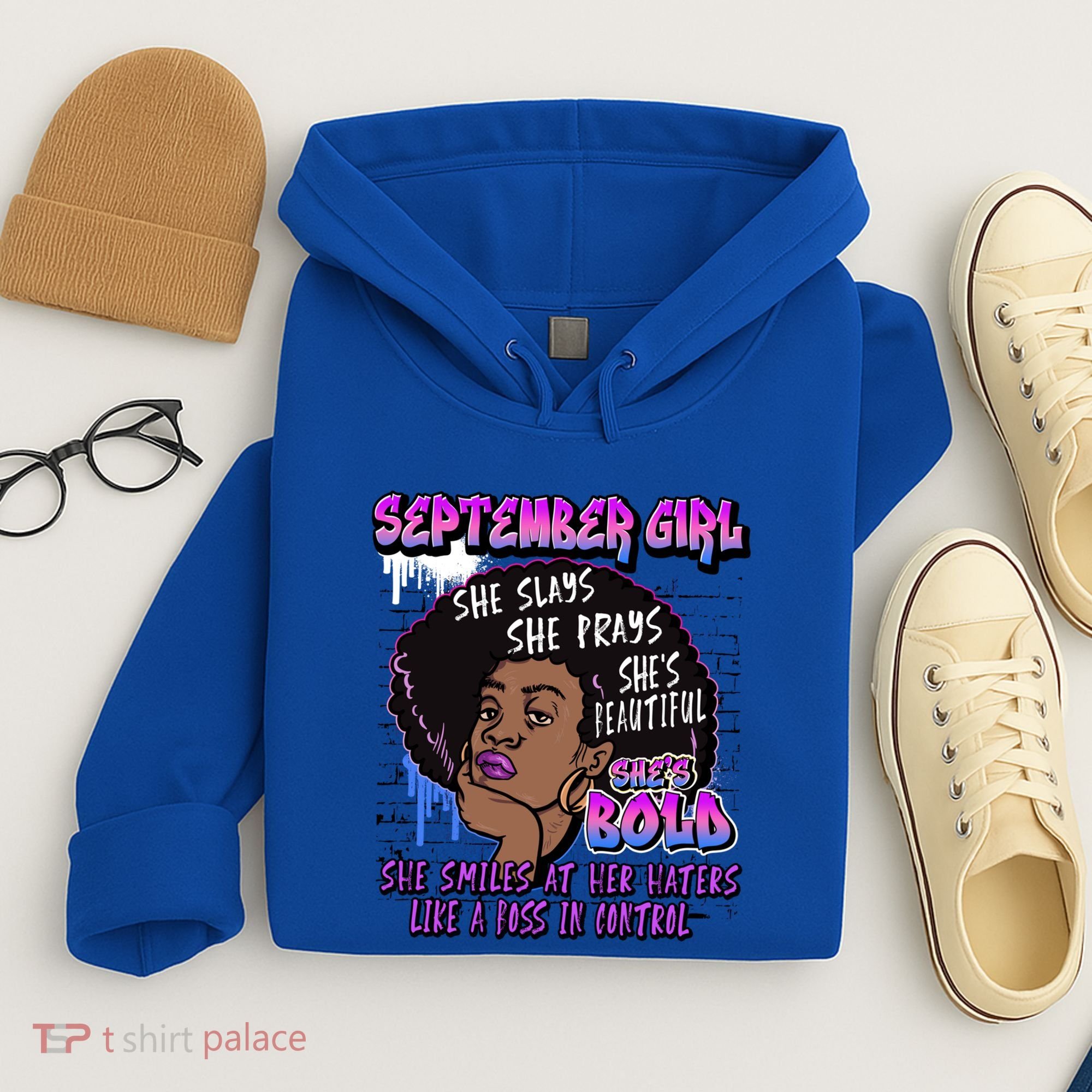 Black Melanin Queen September Afro Birthday Virgo Libra Gift Hoodie