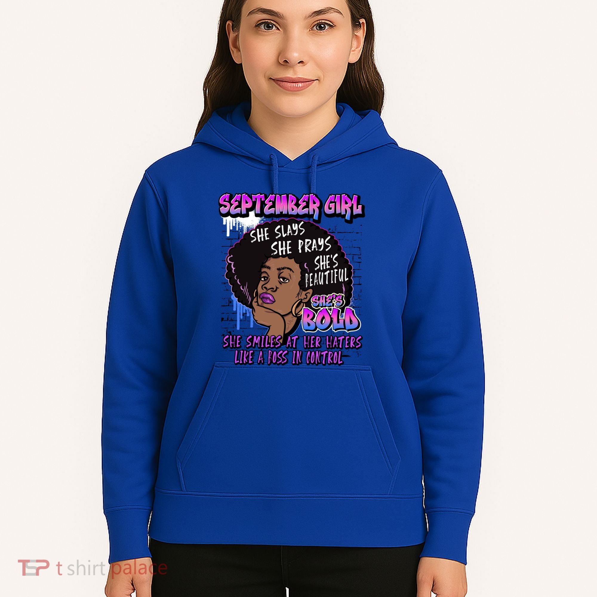 Black Melanin Queen September Afro Birthday Virgo Libra Gift Hoodie