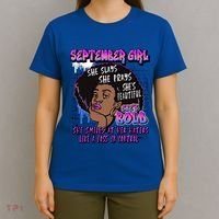 Black Melanin Queen September Afro Birthday Virgo Libra Gift T-Shirt thumb 4