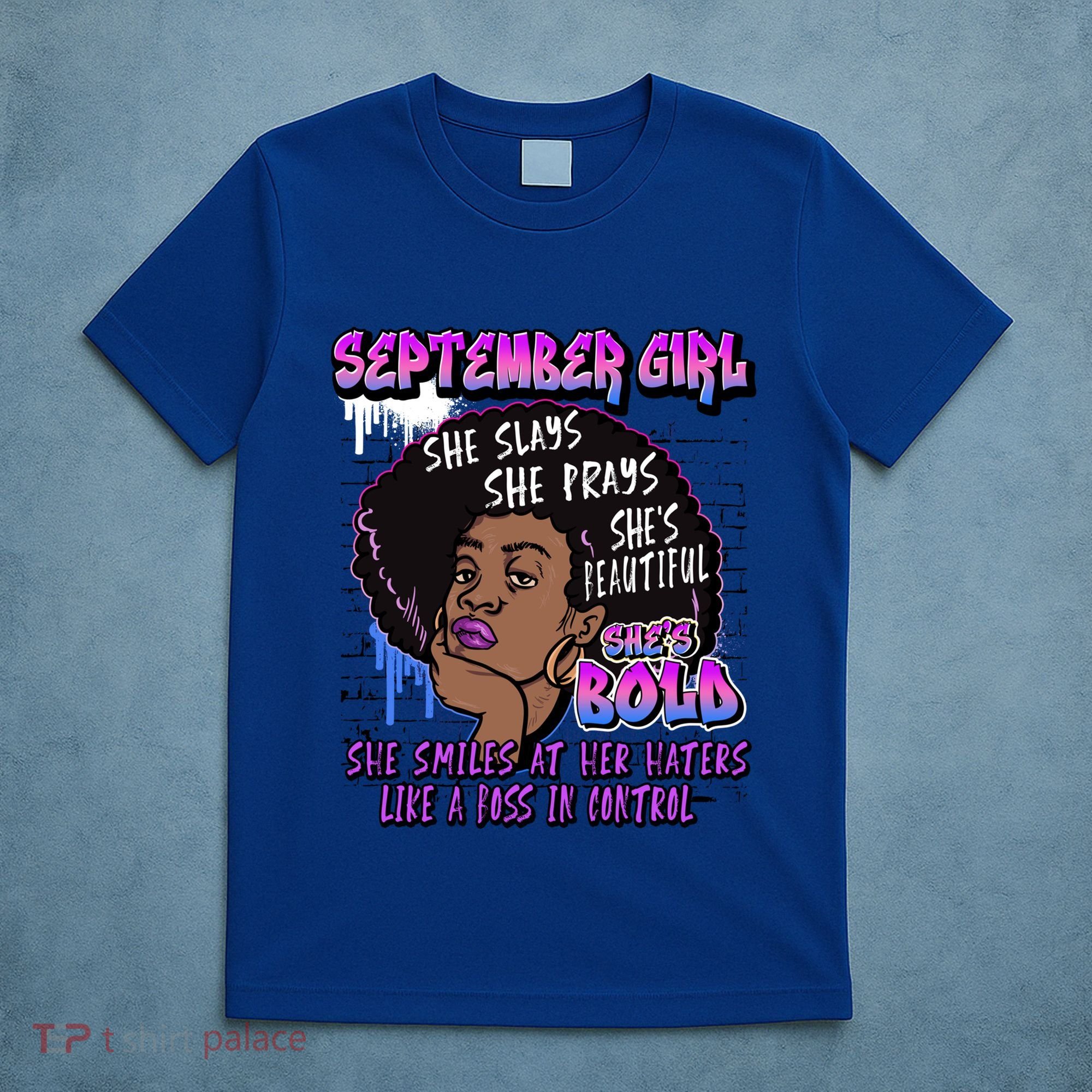 Black Melanin Queen September Afro Birthday Virgo Libra Gift T-Shirt