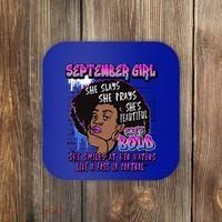 Black Melanin Queen September Afro Birthday Virgo Libra Gift Coaster thumb 0