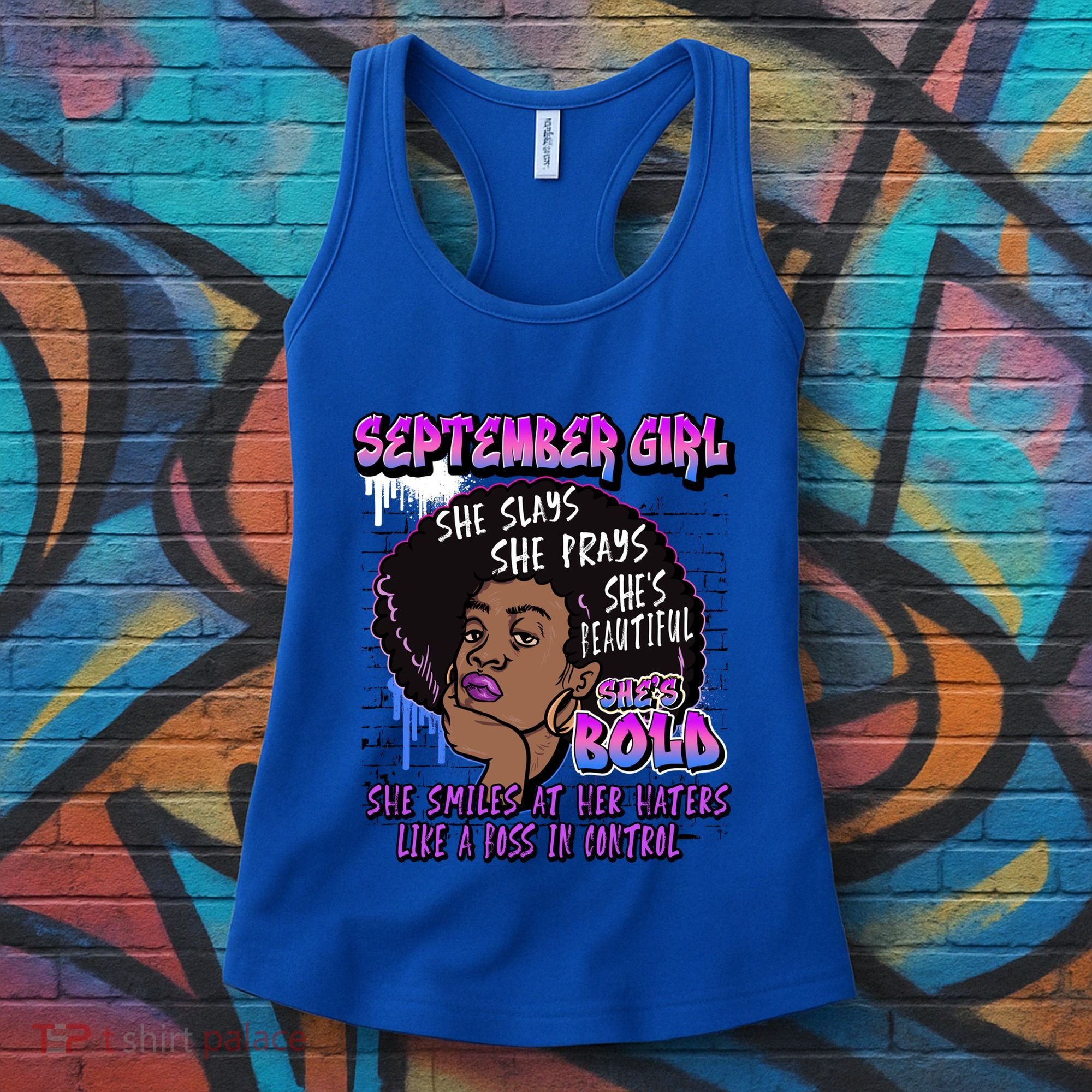 Black Melanin Queen September Afro Birthday Virgo Libra Gift Women's Tank Top