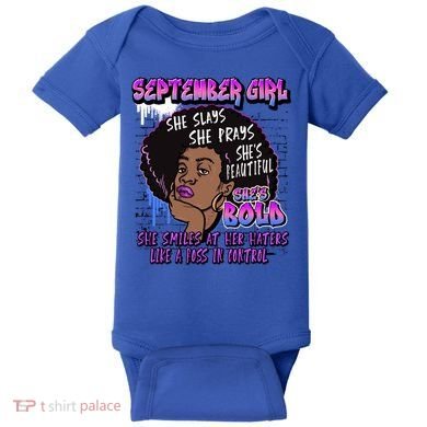 Black Melanin Queen September Afro Birthday Virgo Libra Gift Baby Bodysuit