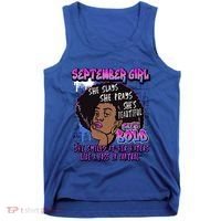 Black Melanin Queen September Afro Birthday Virgo Libra Gift Tank Top thumb 0