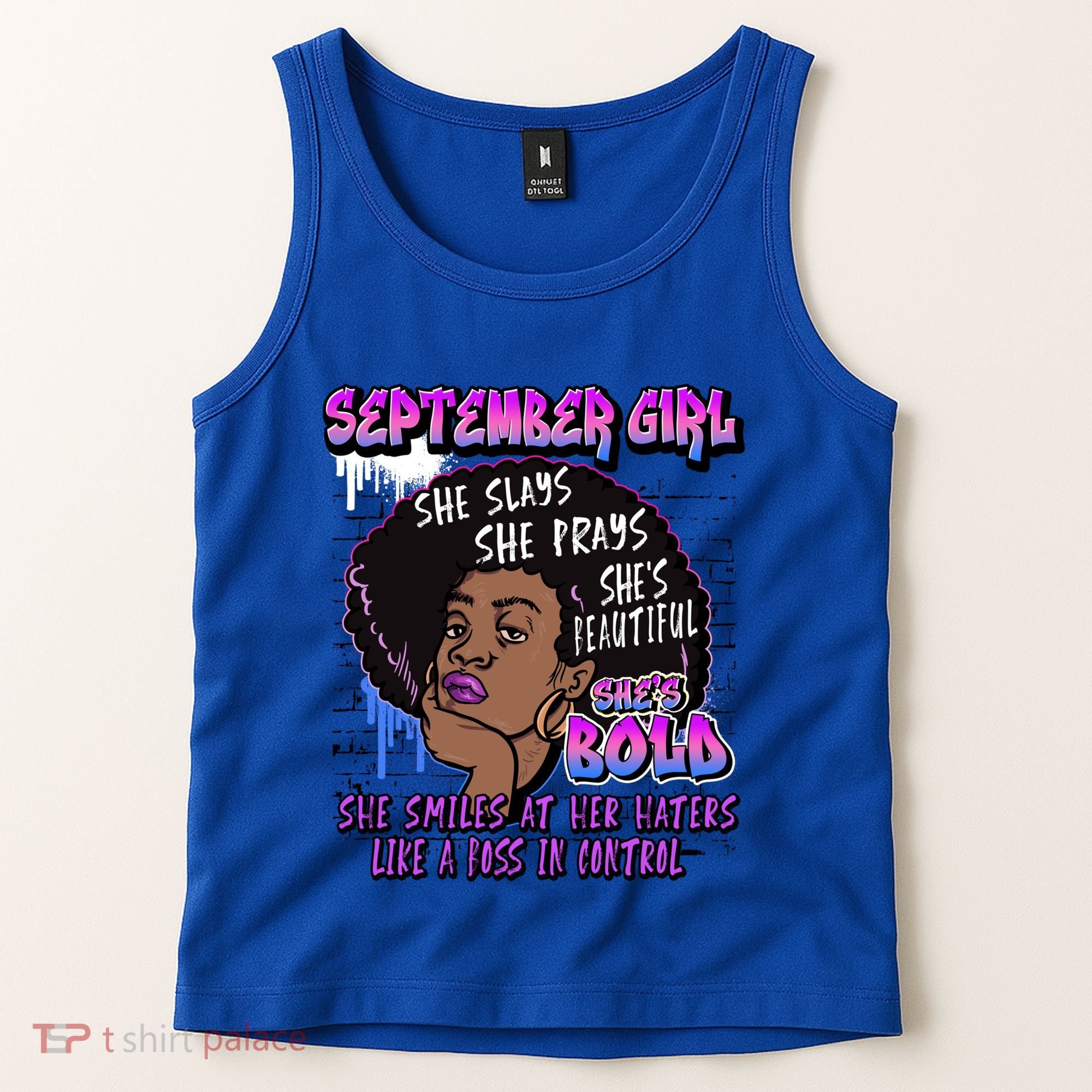 Black Melanin Queen September Afro Birthday Virgo Libra Gift Tank Top