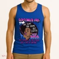 Black Melanin Queen September Afro Birthday Virgo Libra Gift Tank Top thumb 3