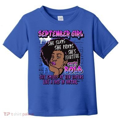 Black Melanin Queen September Afro Birthday Virgo Libra Gift Toddler T-Shirt