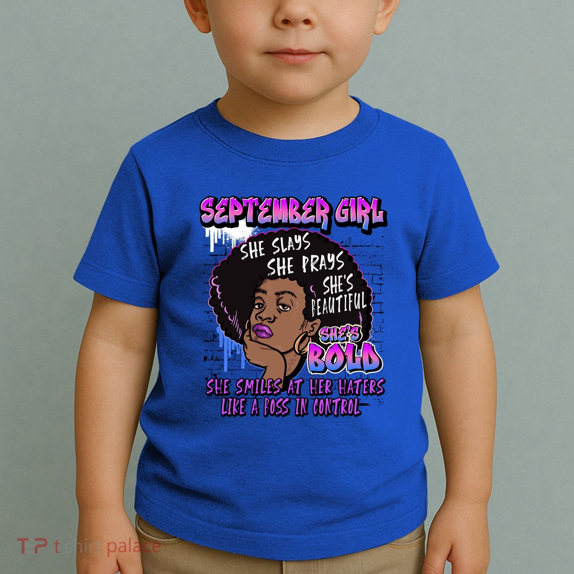 Black Melanin Queen September Afro Birthday Virgo Libra Gift Toddler T-Shirt