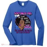 Black Melanin Queen September Afro Birthday Virgo Libra Gift Women's Long Sleeve Shirt thumb 0
