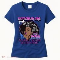 Black Melanin Queen September Afro Birthday Virgo Libra Gift Women's T-Shirt thumb 0