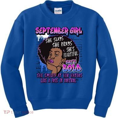 Black Melanin Queen September Afro Birthday Virgo Libra Gift Kids Sweatshirt