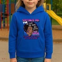 Black Melanin Queen September Afro Birthday Virgo Libra Gift Kids Hoodie thumb 3