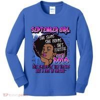 Black Melanin Queen September Afro Birthday Virgo Libra Gift Kids Long Sleeve Shirt thumb 0