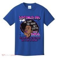 Black Melanin Queen September Afro Birthday Virgo Libra Gift Kids T-Shirt thumb 0