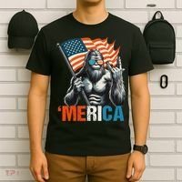 Bigfoot Merica Rock American Flag Patriotic 4th Of July T-Shirt thumb 6