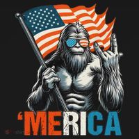 Bigfoot Merica Rock American Flag Patriotic 4th Of July T-Shirt thumb 7