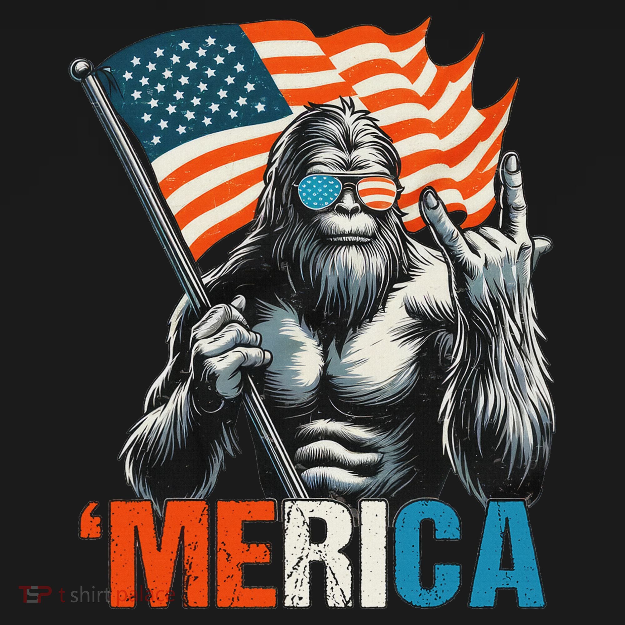 Bigfoot Merica Rock American Flag Patriotic 4th Of July Visor