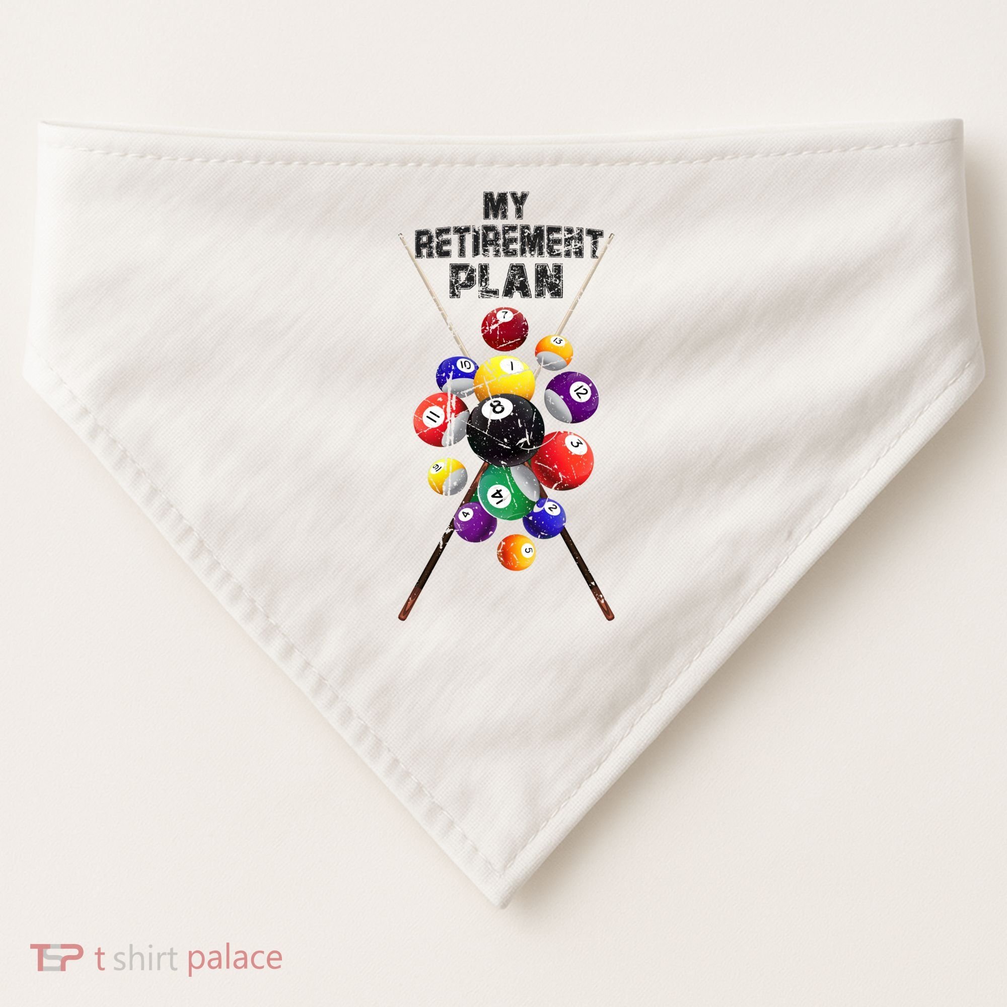 Billiards My Retirement Plan Play Pool Funny Retired Player Great Gift USA-Made Doggie Bandana