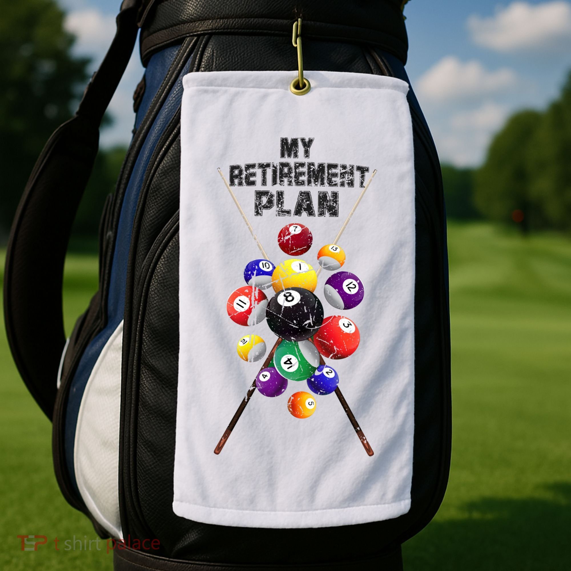 Billiards My Retirement Plan Play Pool Funny Retired Player Great Gift Golf Towel