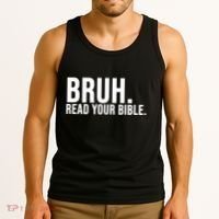 Bruh Meme Read Your Bible Christian Jesus Motivation Tank Top thumb 3