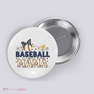 Baseball Mama Retro Button