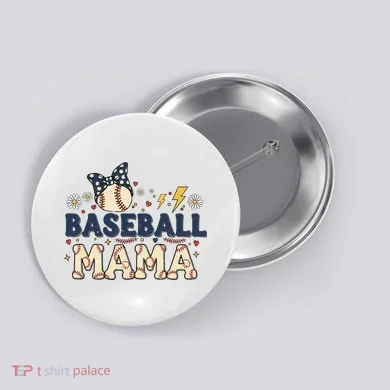 Baseball Mama Retro Button