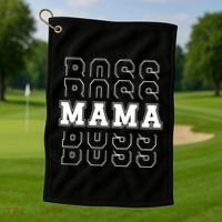 Boss Mama Retro Mom Gift Golf Towel thumb 1