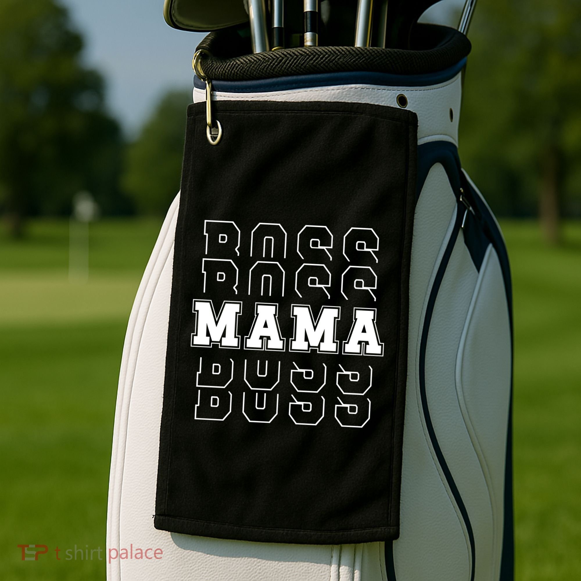 Boss Mama Retro Mom Gift Golf Towel