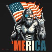 Bigfoot Merica Rock American Flag Patriotic 4th Of July T-Shirt thumb 7