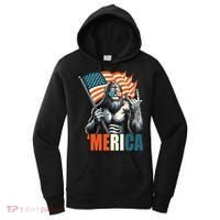 Bigfoot Merica Rock American Flag Patriotic 4th Of July Women's Hoodie thumb 0