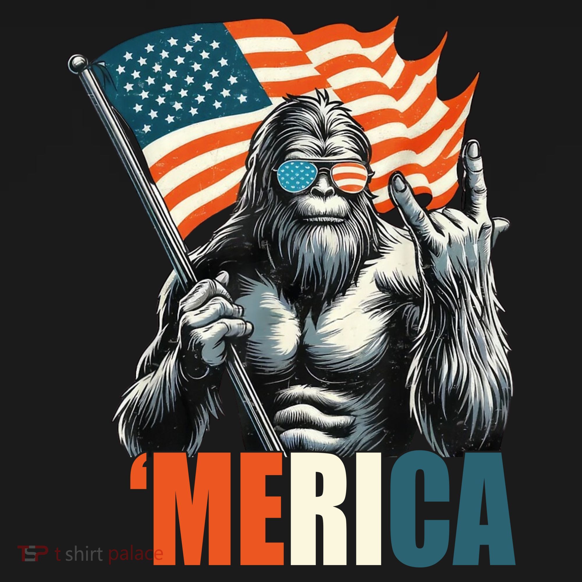 Bigfoot Merica Rock American Flag Patriotic 4th Of July Women's Tank Top
