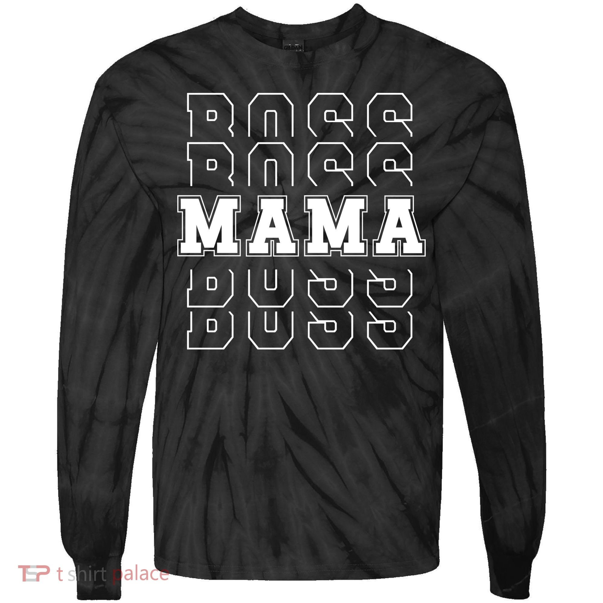 Boss Mama Retro Cute Gift For Mom Tie-Dye Long Sleeve Shirt