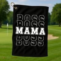 Boss Mama Retro Cute Gift For Mom Golf Towel thumb 1