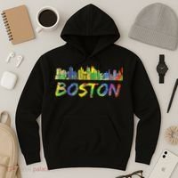 Boston Massachusetts Skyline Paint Hoodie thumb 3