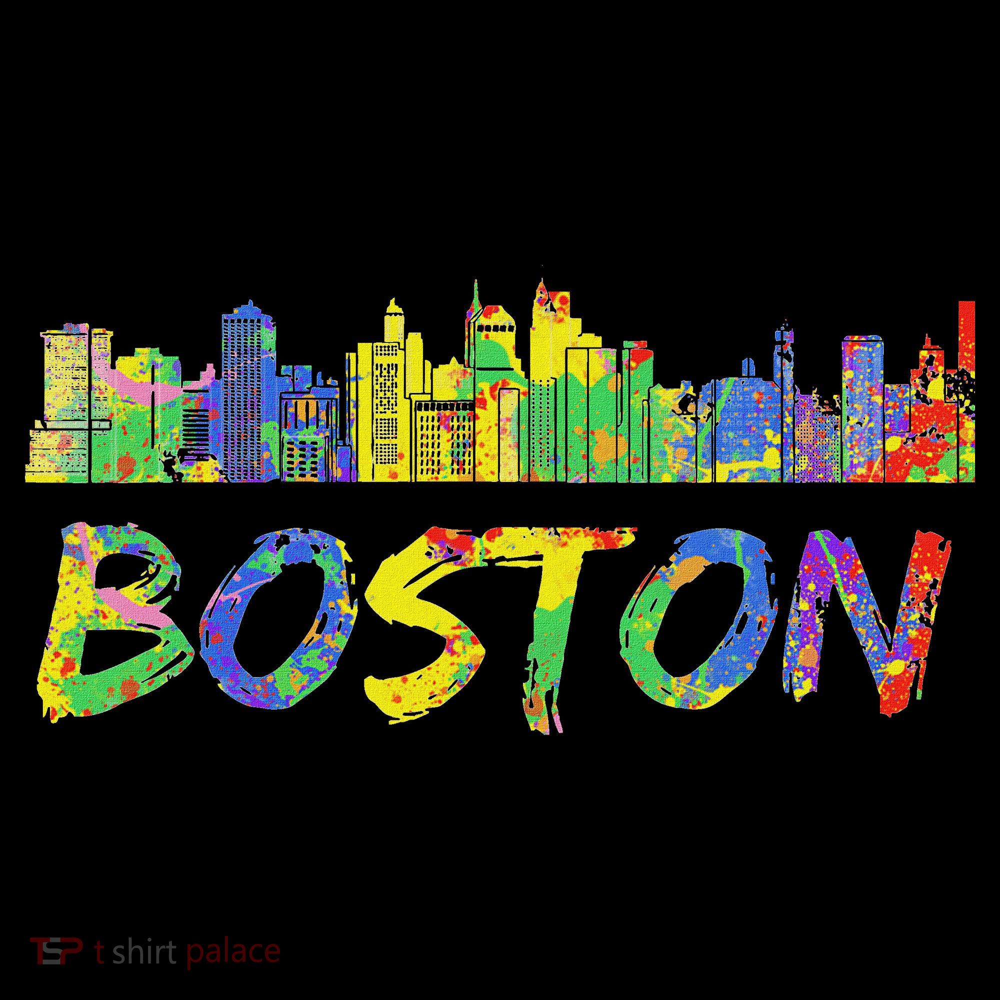 Boston Massachusetts Skyline Paint Hoodie