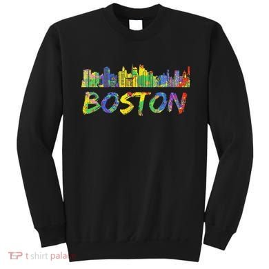 Boston Massachusetts Skyline Paint Sweatshirt