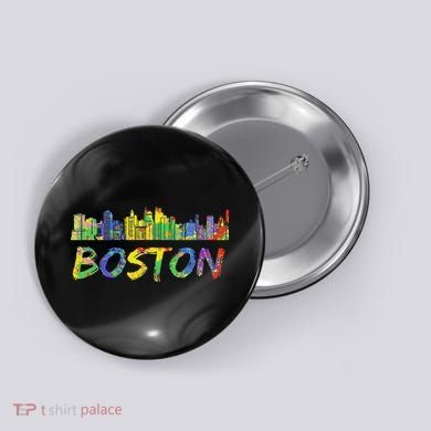Boston Massachusetts Skyline Paint Button