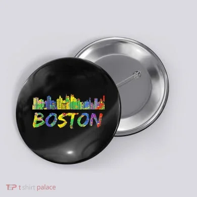 Boston Massachusetts Skyline Paint Button