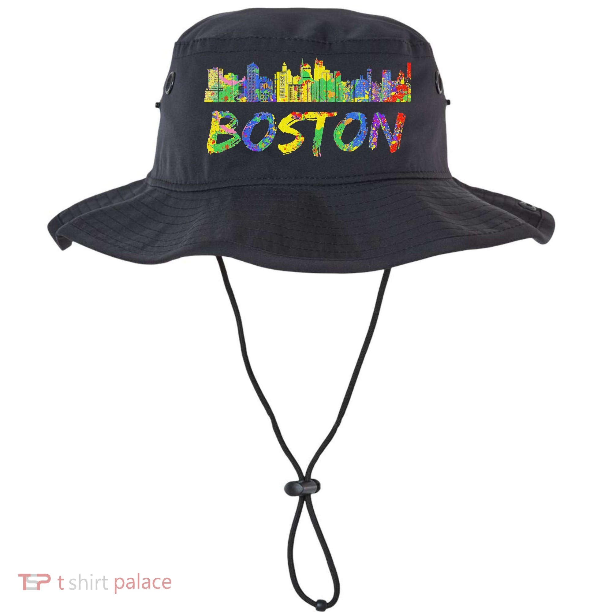 Boston Massachusetts Skyline Paint Bucket Hat