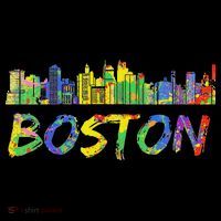 Boston Massachusetts Skyline Paint Bucket Hat thumb 4