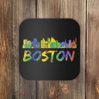 Boston Massachusetts Skyline Paint Coaster