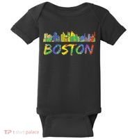 Boston Massachusetts Skyline Paint Baby Bodysuit thumb 0